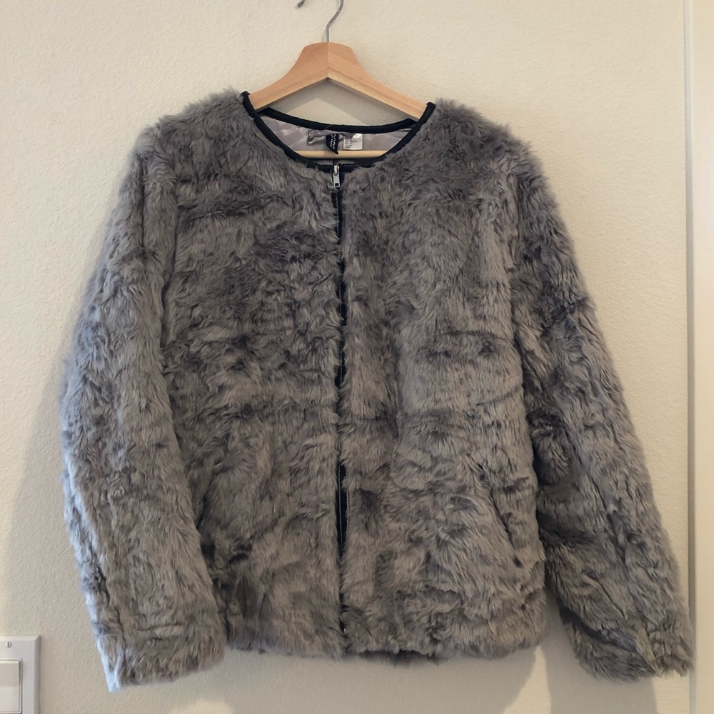 Fluffy bomber jacket